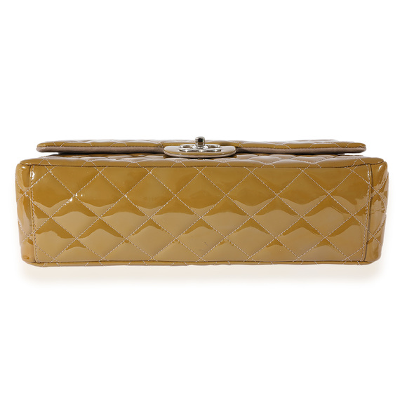 Chanel Tan Quilted Patent Leather Maxi Double Flap - Picture 5 of 7